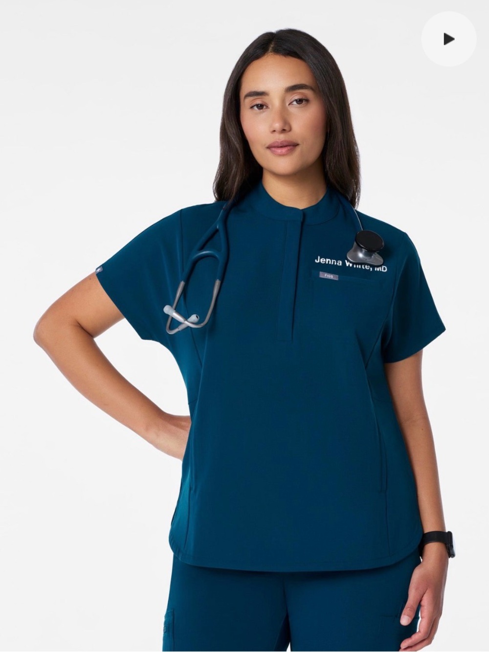 Figs Women’s Montex Scrub Top Size Small in Deep Reef NWOT